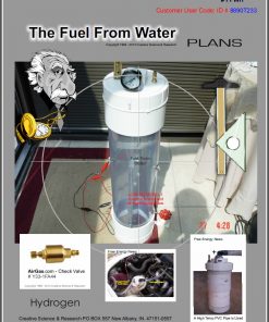 Cover for our Fuel from water plans. Show a large hydrogen cell.