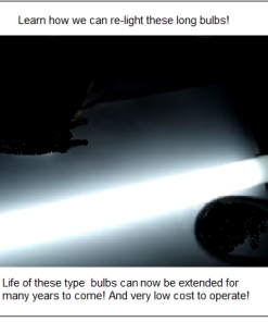 Photo of free energy generator lighting one fluorescent bulb