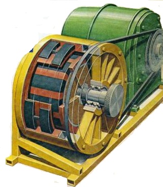 Color drawing of Howard Johnson free energy motor