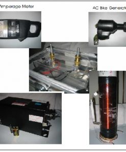 5 photos of amperage meter, bike generator, DIY capacitor, Tesla coil and high voltage neon transformer