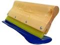 Photo of screen printing Squeegee with yellow rubber and wood handle